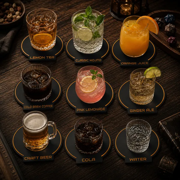 Black_Orange_Custom_Label_Drink_Coasters_Set_Of_4