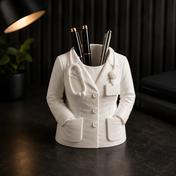 White_Pen_Stand_Female_Doctor