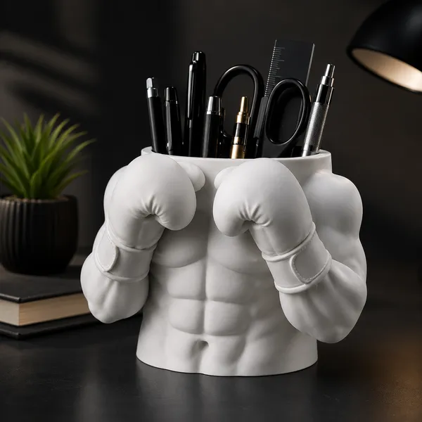 White_Pen_Stand_Boxing_Bust