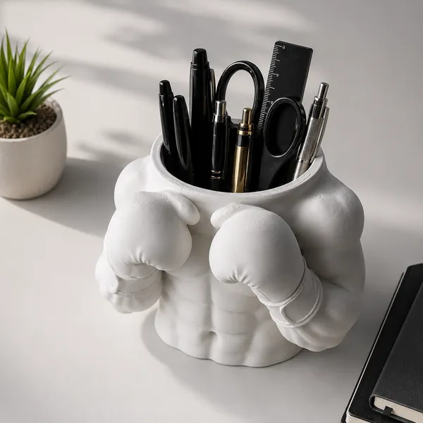 White_Pen_Stand_Boxing_Bust