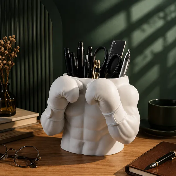White_Pen_Stand_Boxing_Bust