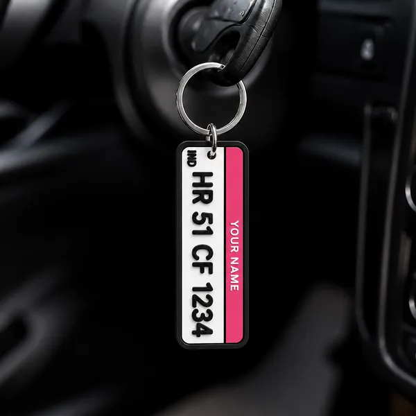 Pink_Car_Number_Plate_Personalized_Key_Chain