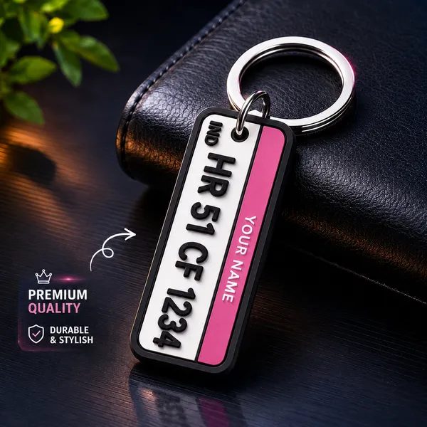 Pink_Car_Number_Plate_Personalized_Key_Chain