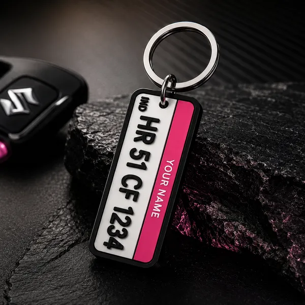 Pink_Car_Number_Plate_Personalized_Key_Chain