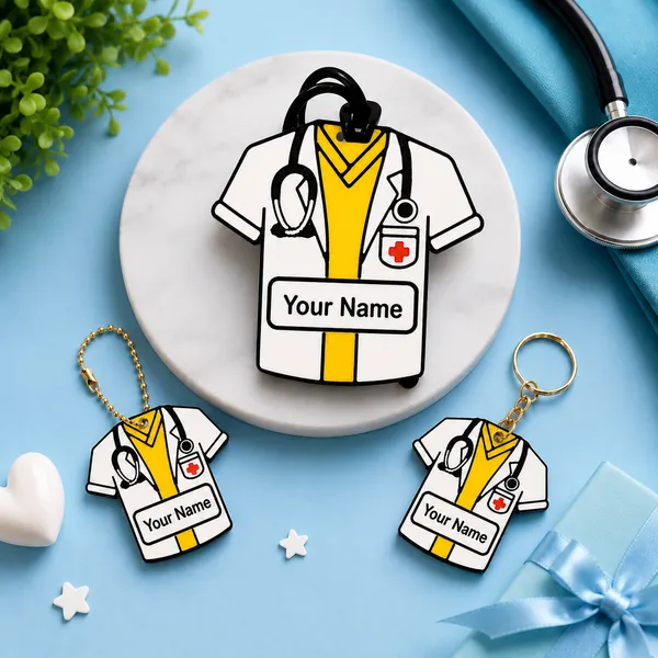 Yellow_Doctor_Coat_Personalized_Name_Keychain