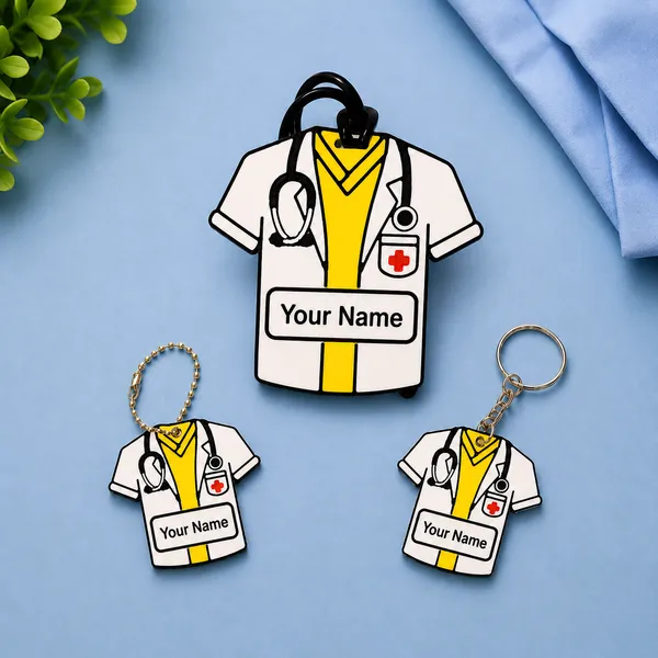 Yellow_Doctor_Coat_Personalized_Name_Keychain