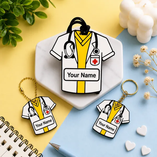 Yellow_Doctor_Coat_Personalized_Name_Keychain