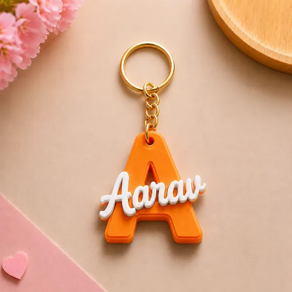 Orange_Personalized_Letter_Name_Keychain