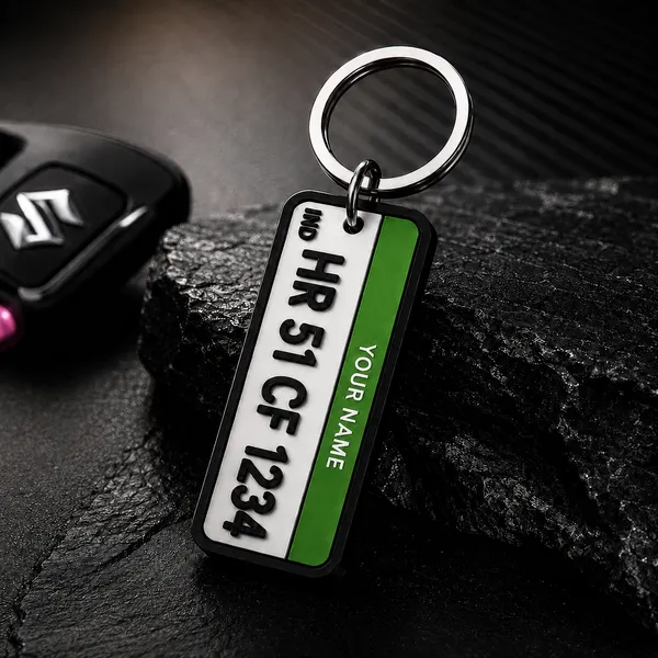 Green_Car_Number_Plate_Personalized_Key_Chain