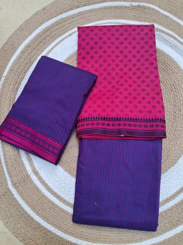 Pink_And_Purple_Printed_Puneri_Cotton_Dress_Material_For_Women