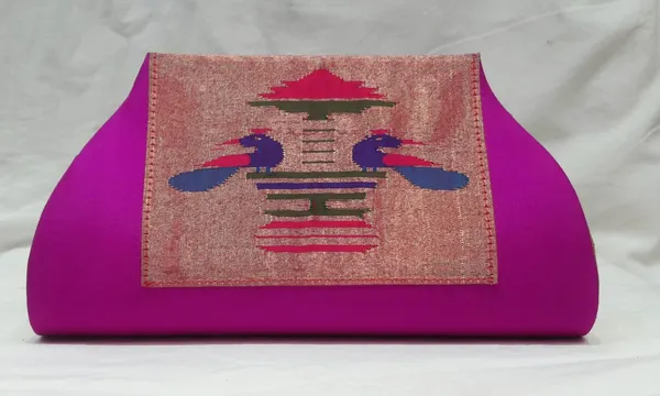 Pink_Colour_Pure_Silk_Pathani_Sling_Bag_For_Women