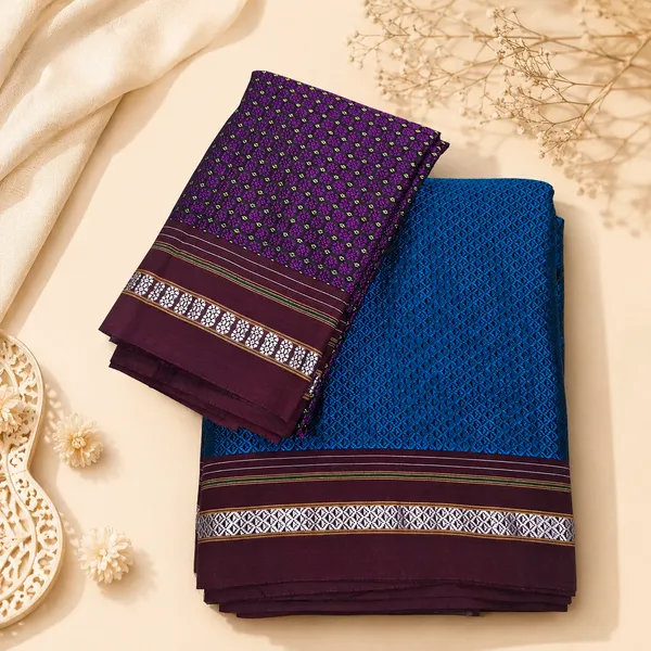 Blue_Plain_Khun_Saree_For_Women