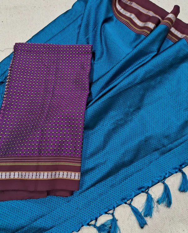 Blue_Plain_Khun_Saree_For_Women