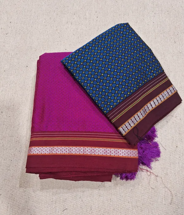 Dark_Pink_Plain_Khun_Saree_For_Women
