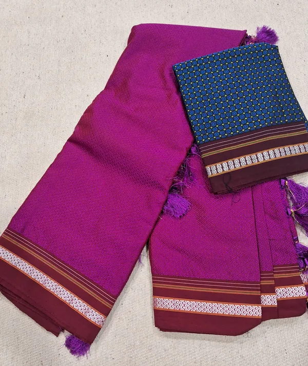 Dark_Pink_Plain_Khun_Saree_For_Women