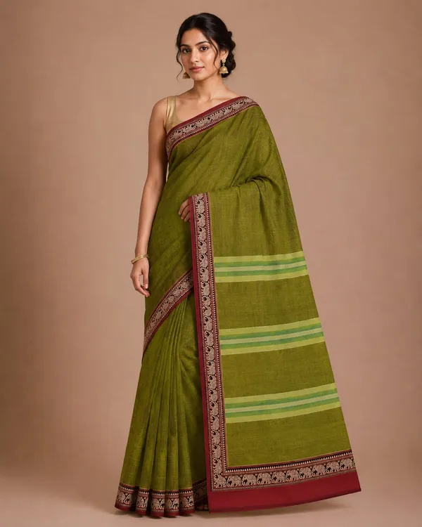 Mehendi_Green_Narayan_Pet_Cotton_Saree_For_Women
