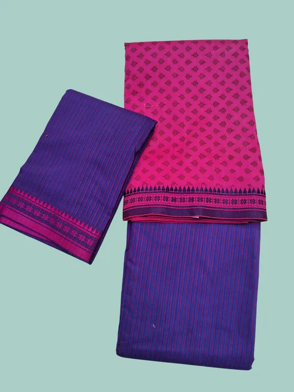 Pink_And_Purple_Printed_Puneri_Cotton_Dress_Material_For_Women