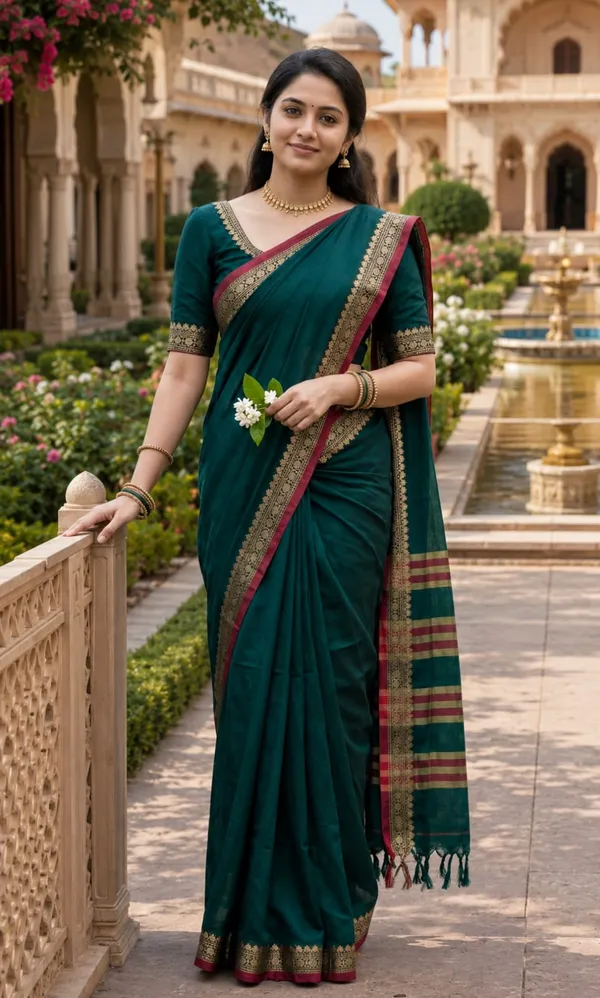 Bottle_Green_Narayan_Pet_Cotton_Saree_For_Women