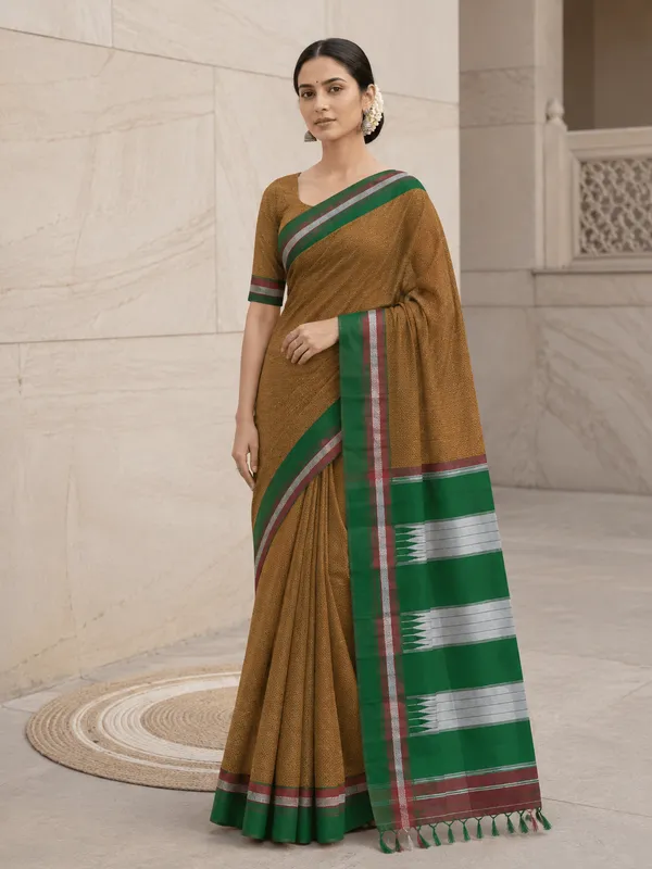 Deep_Ochre_Khun_Saree_For_Women