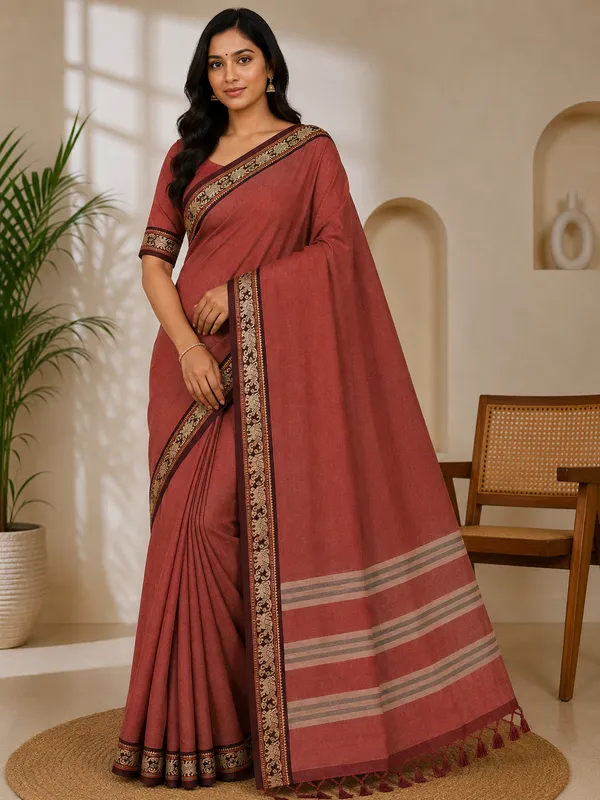Peach_Colour_Narayan_Pet_Cotton_Saree_For_Women