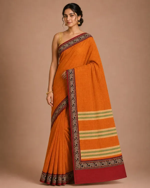 Orange_Narayan_Pet_Cotton_Saree_For_Women