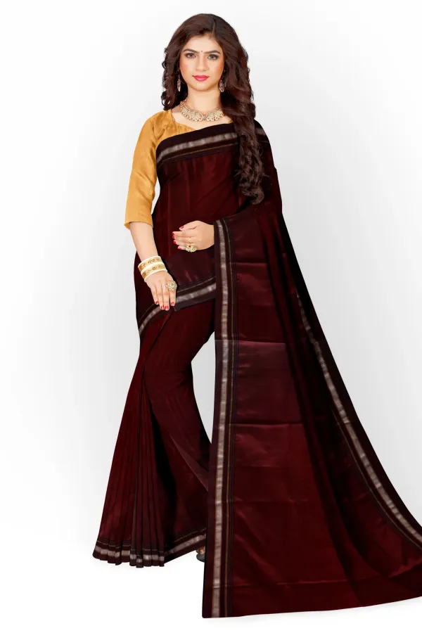 Maroon_Plain_Khun_Saree_For_Women