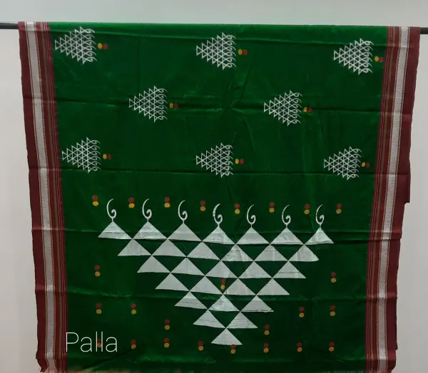 Forest_Green_Embroidery_Khun_Saree_For_Women