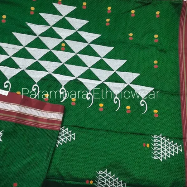 Forest_Green_Embroidery_Khun_Saree_For_Women
