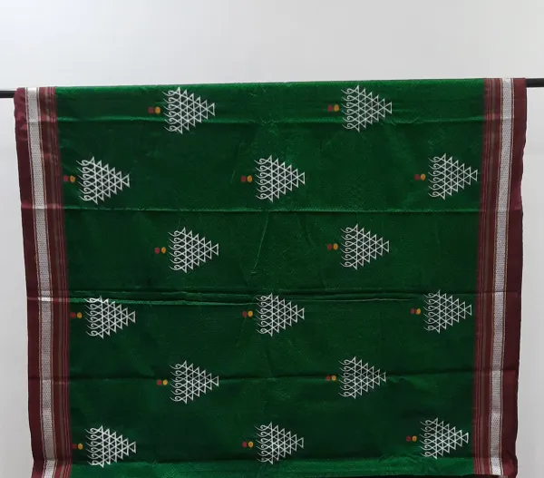 Forest_Green_Embroidery_Khun_Saree_For_Women