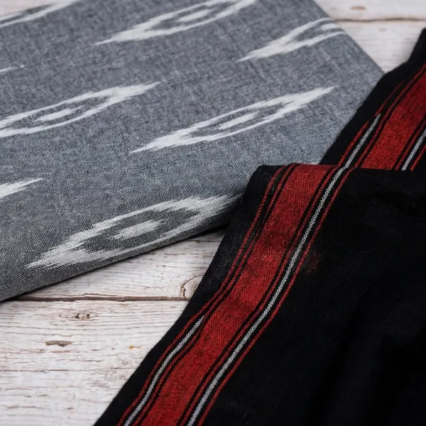 Steel_Grey_Ikkat_Handloom_Cotton_Dress_Material_With_Dupatta_For_Women