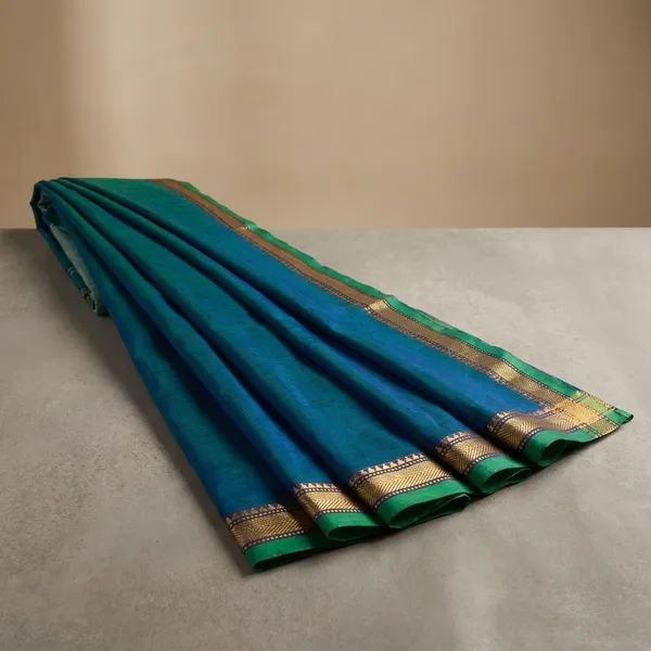 Peacock_Blue_Narayan_Pet_Cotton_Saree_For_Women