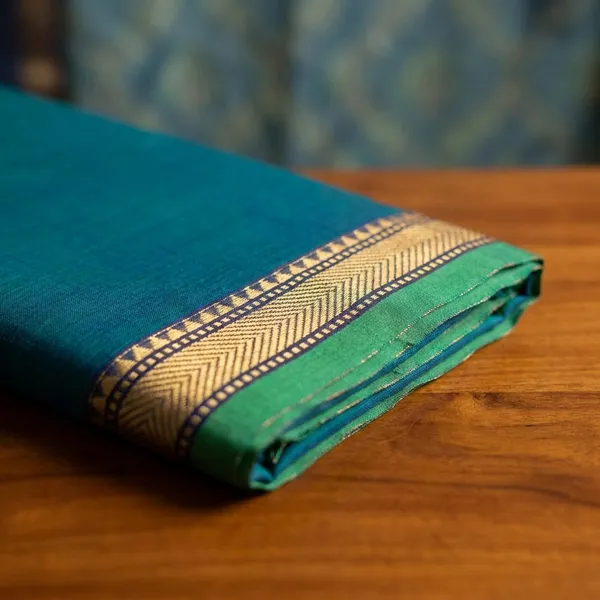 Peacock_Blue_Narayan_Pet_Cotton_Saree_For_Women