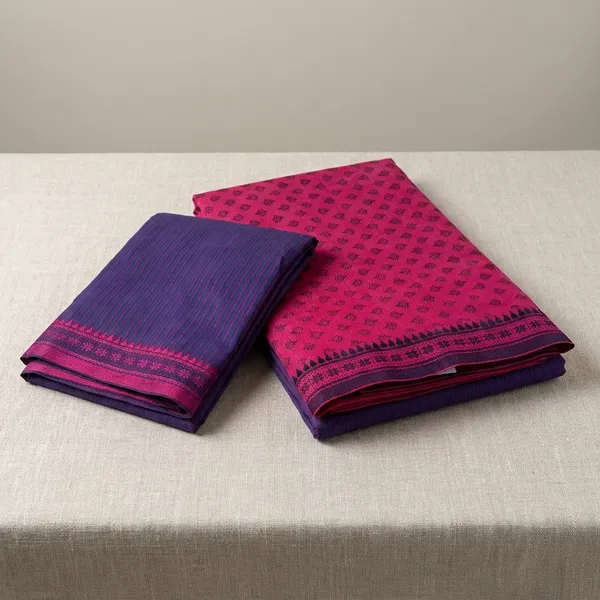 Pink_And_Purple_Printed_Puneri_Cotton_Dress_Material_For_Women