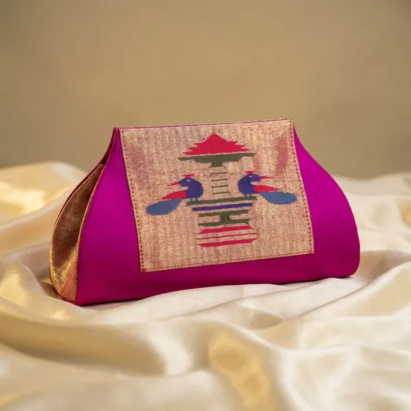 Pink_Colour_Pure_Silk_Pathani_Sling_Bag_For_Women
