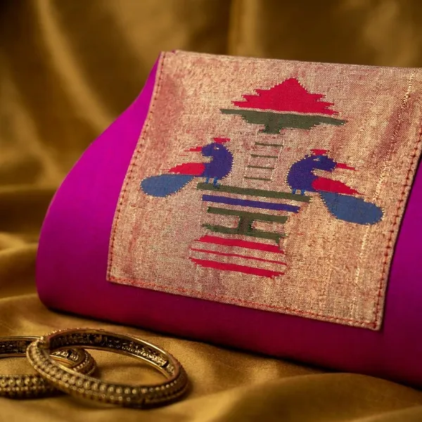 Pink_Colour_Pure_Silk_Pathani_Sling_Bag_For_Women