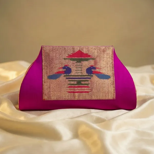 Pink_Colour_Pure_Silk_Pathani_Sling_Bag_For_Women