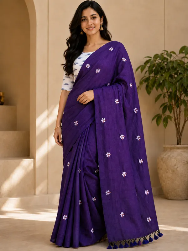 Navy_Blue_Parijatak_Khadi_Cotton_Saree
