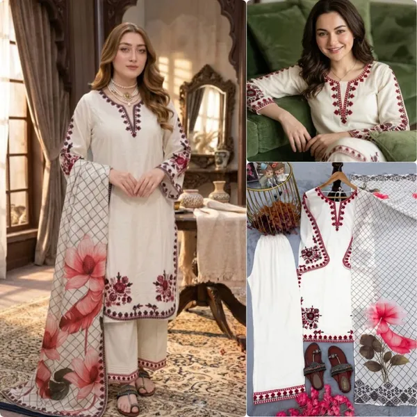 White_Satin_Rayon_Top_&_Bottom_Set_For_Women
