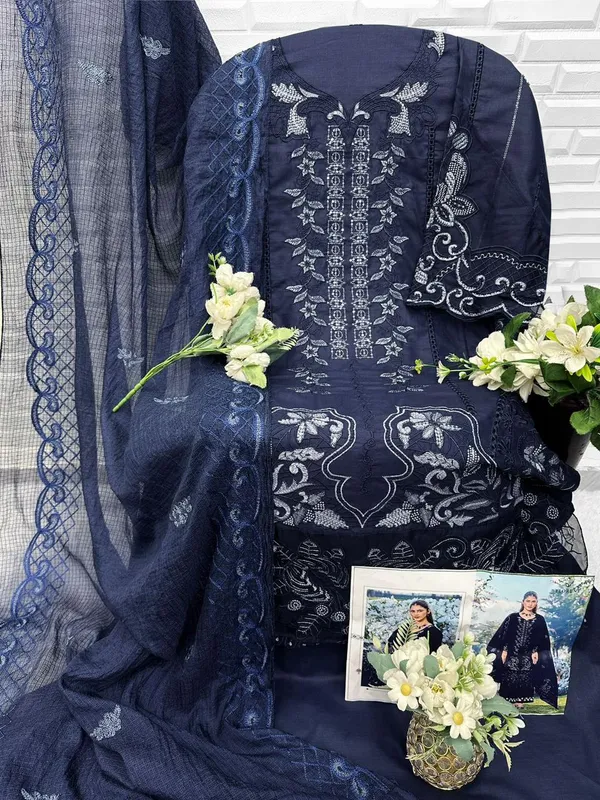 Navy_Blue_Cambric_Cotton_Suit_Set_For_Women