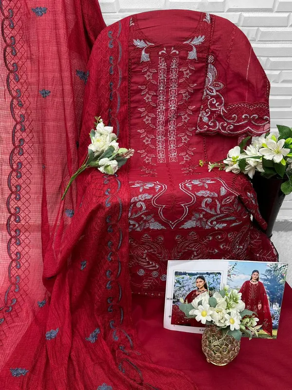 Red_Cambric_Cotton_Suit_Set_For_Women