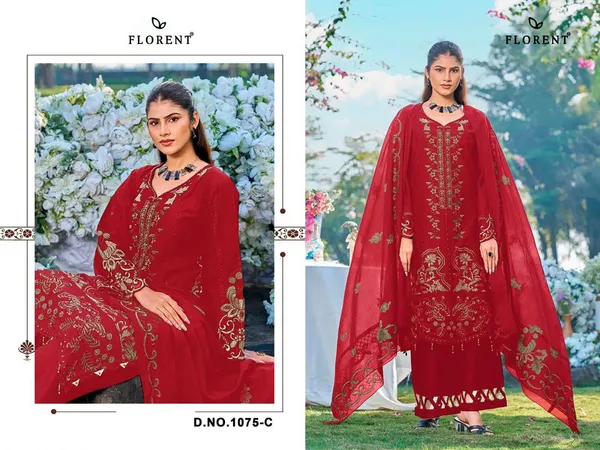 Red_Cambric_Cotton_Suit_Set_For_Women