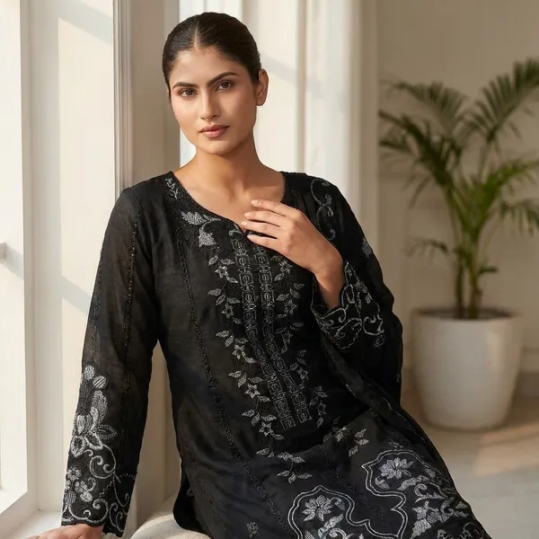 Black_Cambric_Cotton_Suit_Set_For_Women