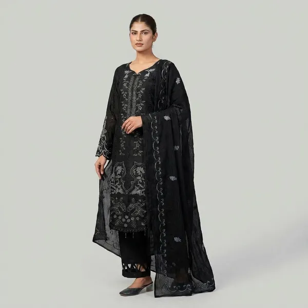 Black_Cambric_Cotton_Suit_Set_For_Women