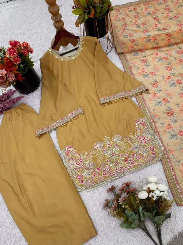 Yellow_French_Crepe_Silk_Top_Bottom_Dupatta_Set_For_Women