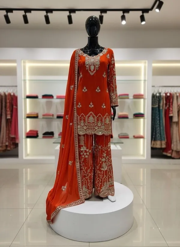 Orange_Fox_Georgette_Sharara_Suit_For_Women