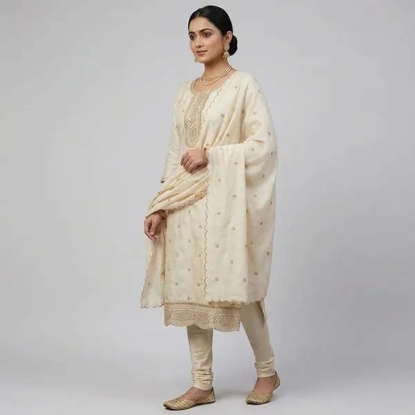 White_Vichitra_Silk_Dress_For_Women