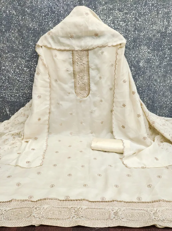 White_Vichitra_Silk_Dress_For_Women