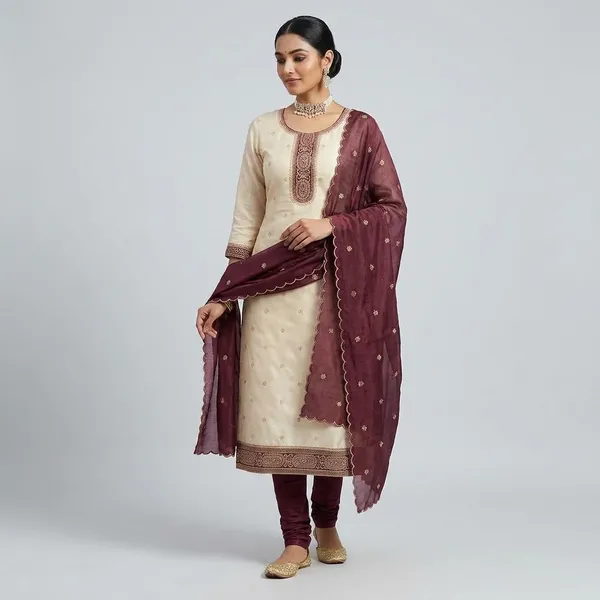 White_&_Onion_Pink_Vichitra_Silk_Suit_Set_For_Women