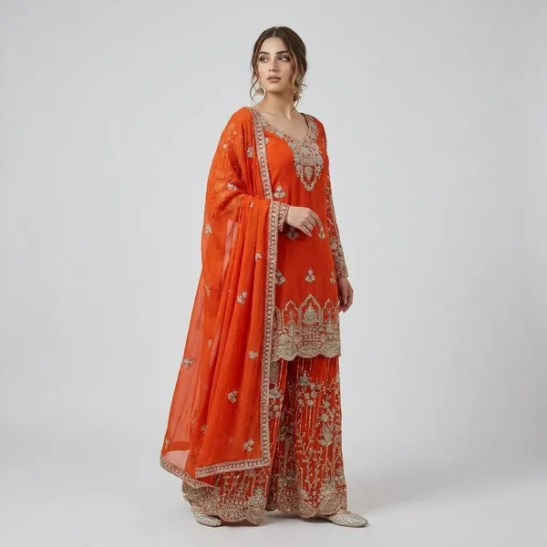 Orange_Fox_Georgette_Sharara_Suit_For_Women