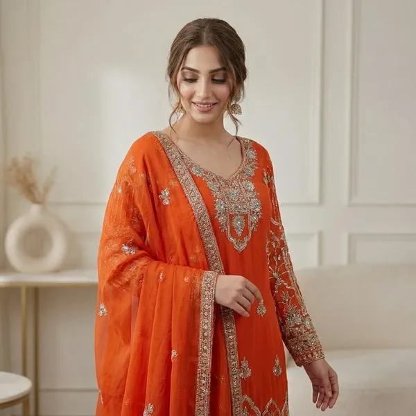 Orange_Fox_Georgette_Sharara_Suit_For_Women